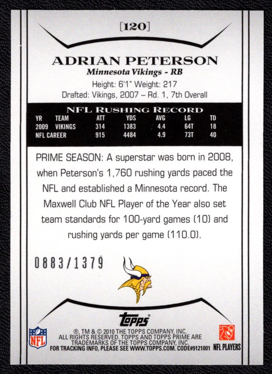 2010 Topps Prime #120 Adrian Peterson Bronze Parallel 0883/1379