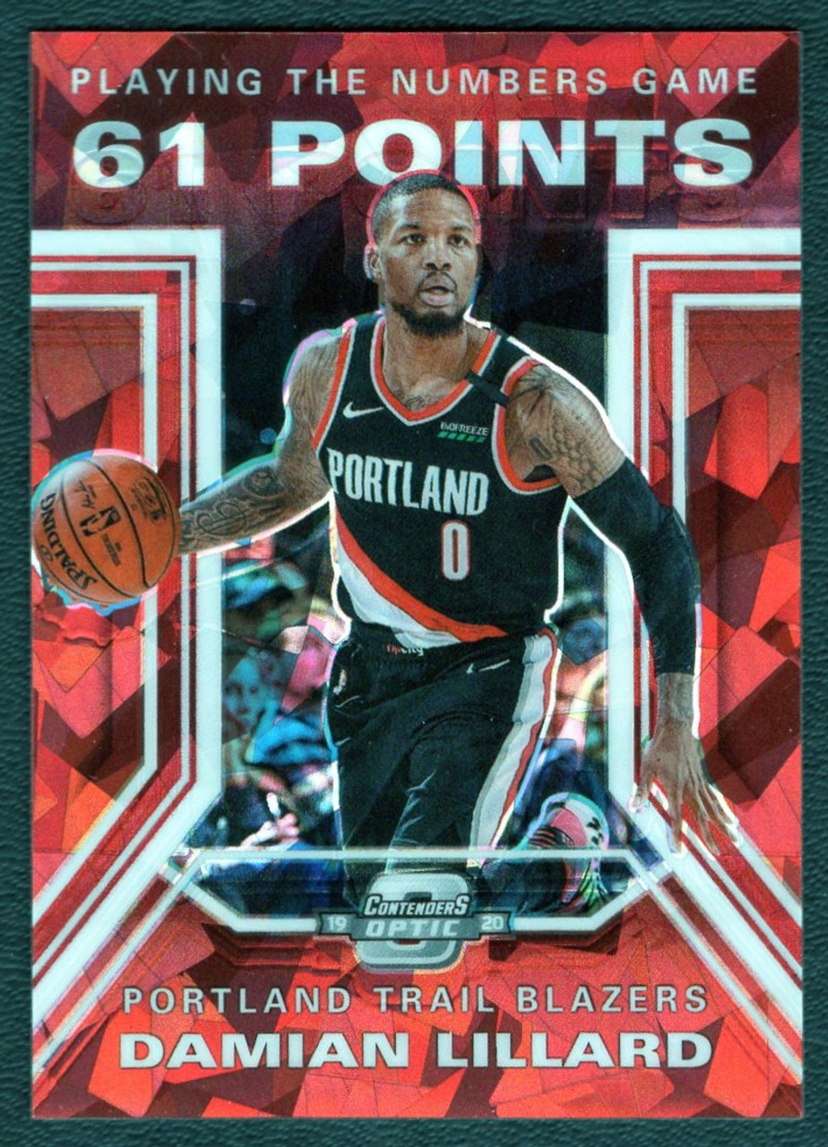 2019/20 Panini Contenders Optic #1 Damian Lillard Playing The Numbers Game "61 Points" Red Ice Prizm