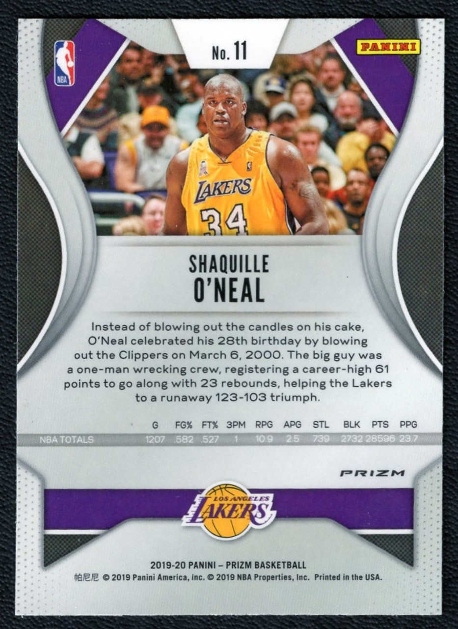 2019/20 Panini Prizm #11 Shaquille O'Neal Silver Hyper Prizm