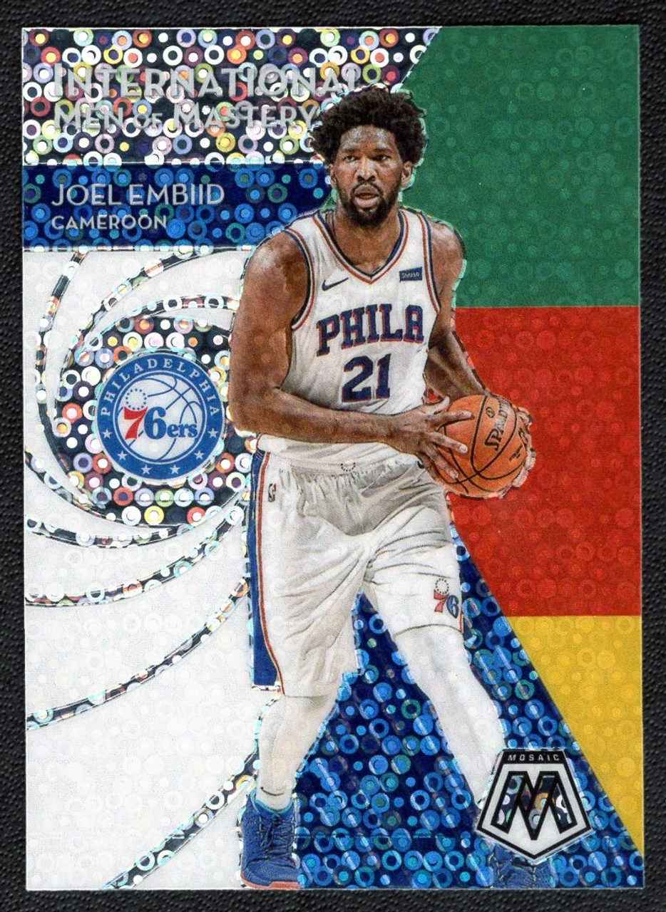 2019/20 Panini Mosaic #1 Joel Embiid International Men of Mastery Fast Break Silver Prizm