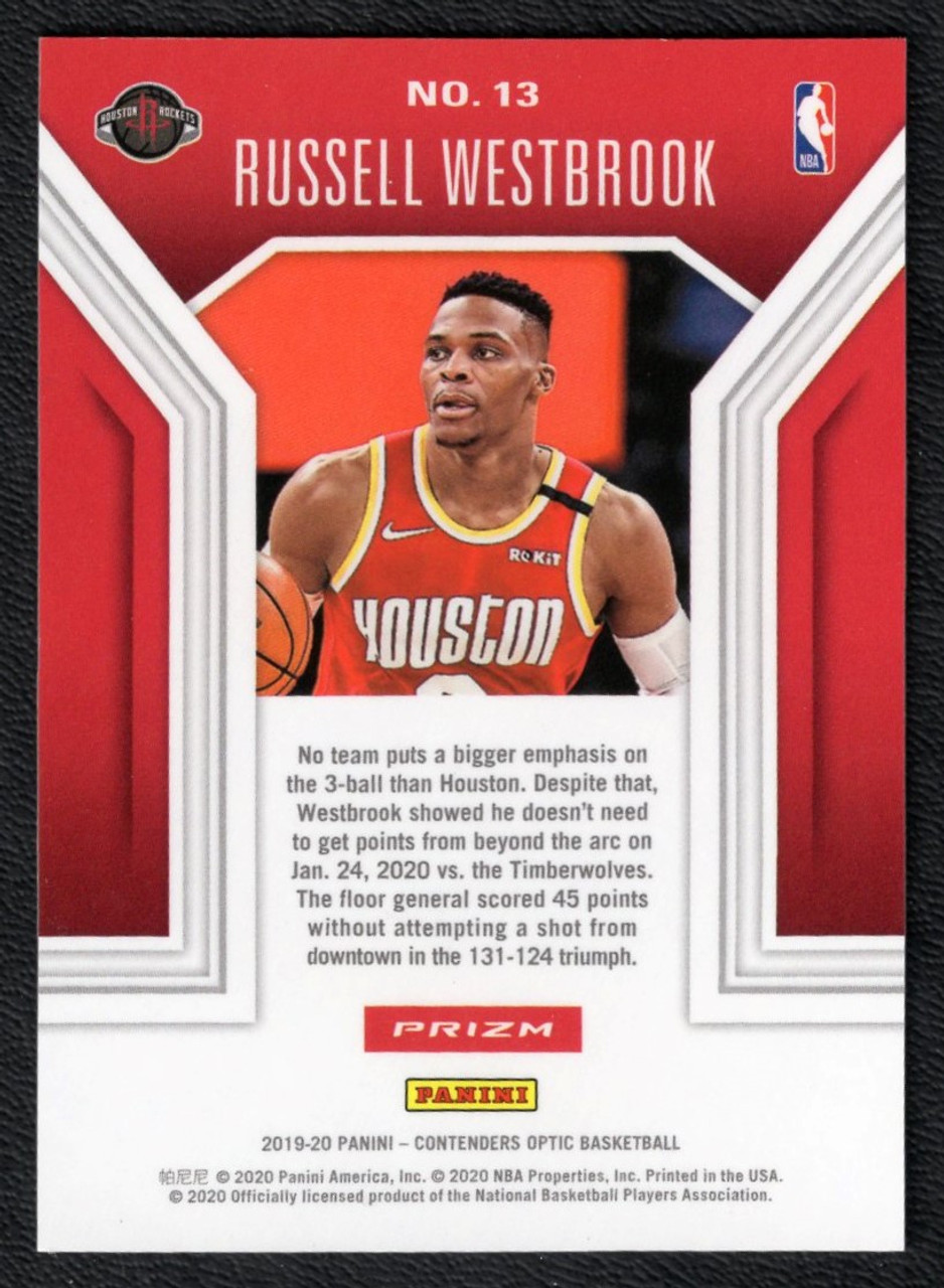 2019/20 Panini Contenders Optic #13 Russell Westbrook Playing The Numbers Game "45 Points" Blue Ice