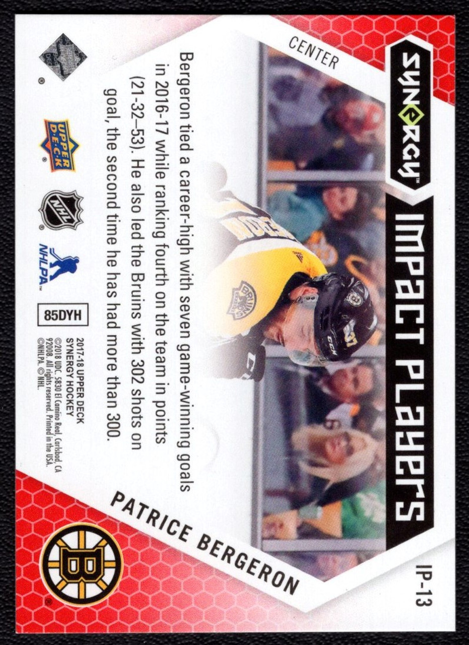 2017-18 Trilogy Synergy Patrice Bergeron Impact Players Red Parallel 04/56