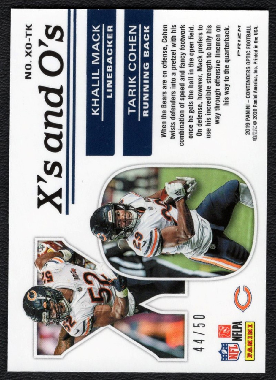 2019 Panini Contenders Optic #XO-TK Khalil Mack / Tarik Cohen X's And O's Orange Prizm  44/50