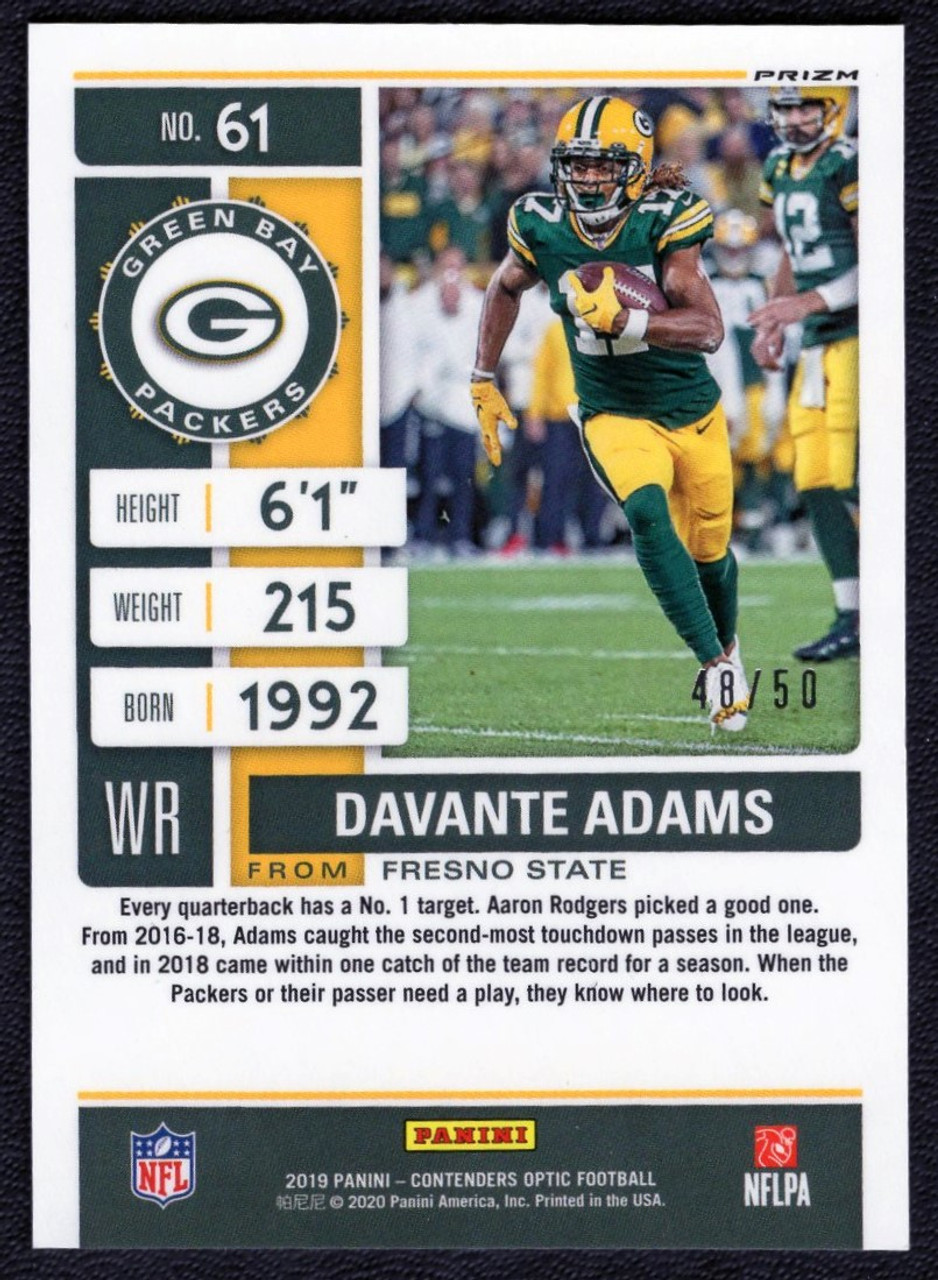 2019 Panini Contenders Optic #61 Davante Adams Season Ticket Orange Prizm 48/50