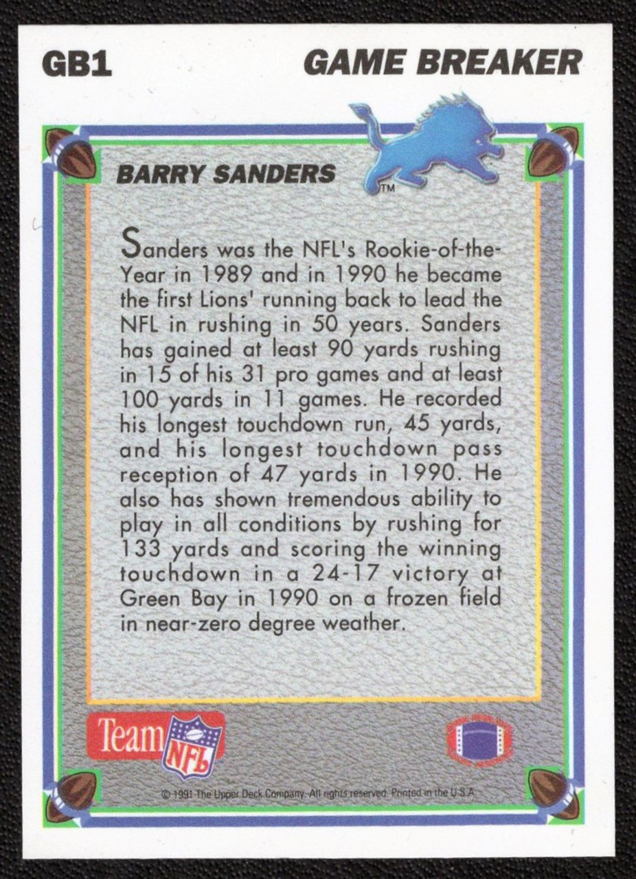 1991 Upper Deck #GB1 Barry Sanders Game Breakers Holo