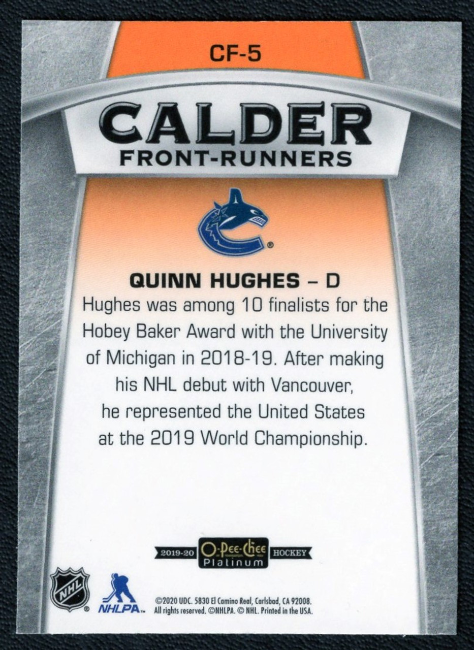 2019-20 Upper Deck OPC Platinum #CF-5 Quinn Hughes Calder Front-Runners Insert