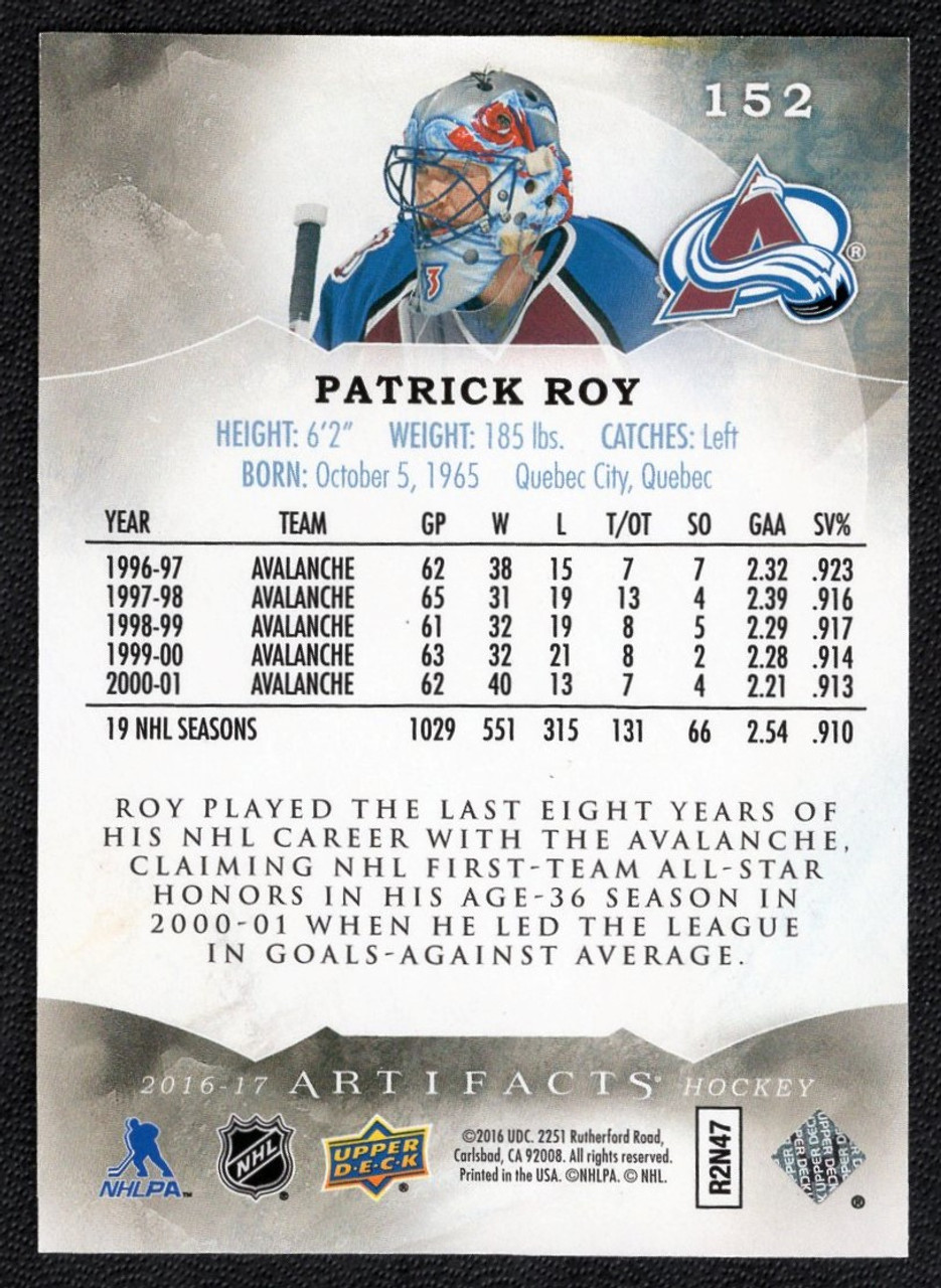 2016-17 Upper Deck Artifacts #152 Patrick Roy Parallel 310/499