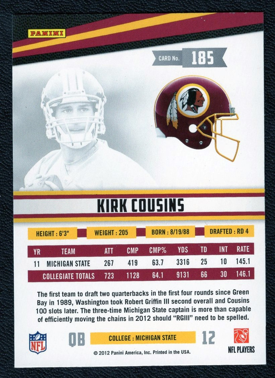 2012 Panini Rookies & Stars #185 Kirk Cousins Rookie (#2)