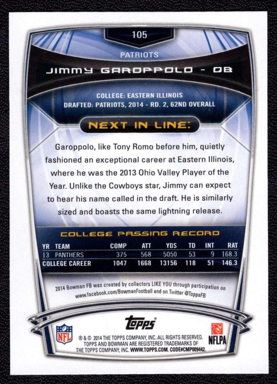 2014 Bowman #105 Jimmy Garoppolo Rookie