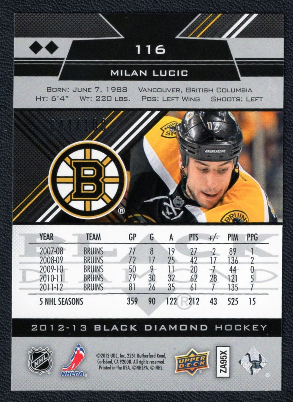 2012-13 Upper Deck Black Diamond #116 Milan Lucic Double Diamond Ruby Parallel 044/100