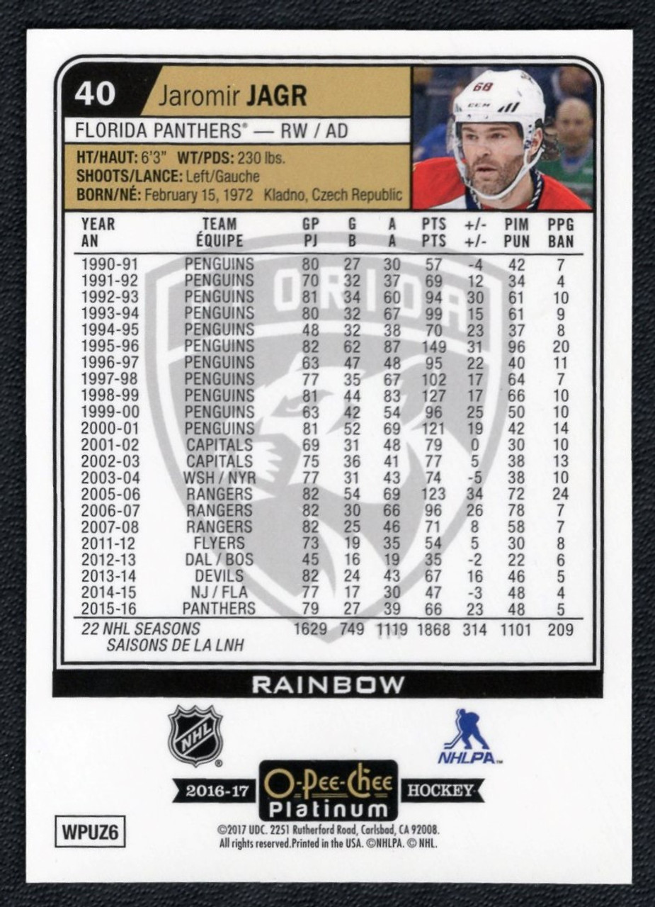 2016-17 Upper Deck OPC Platinum #40 Jaromir Jagr Rainbow Parallel