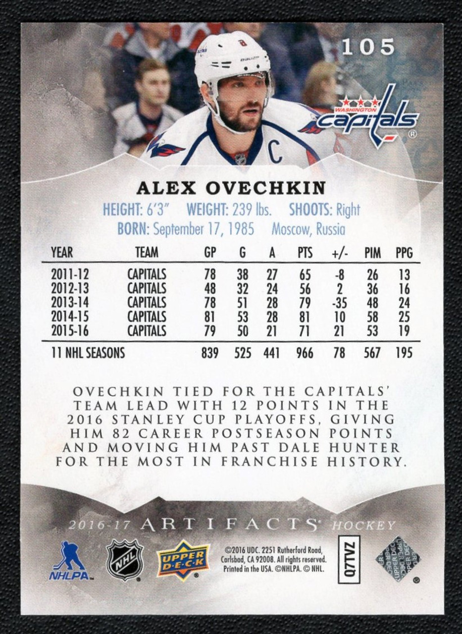 2016-17 Upper Deck Artifacts #105 Alex Ovechkin Red Parallel 099/299