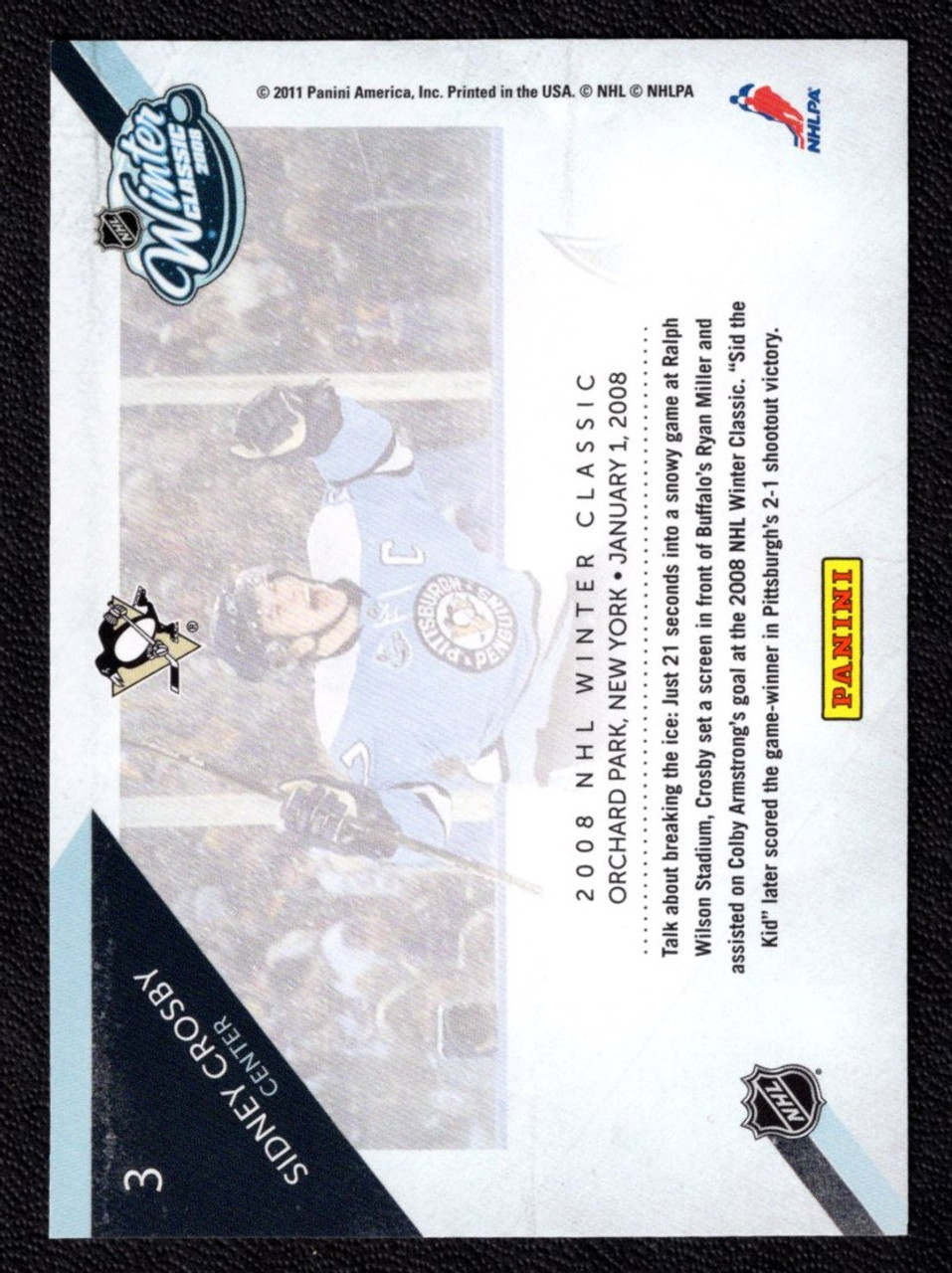 2010-11 Panini Playoff Contenders #3 Sidney Crosby The Great Outdoors