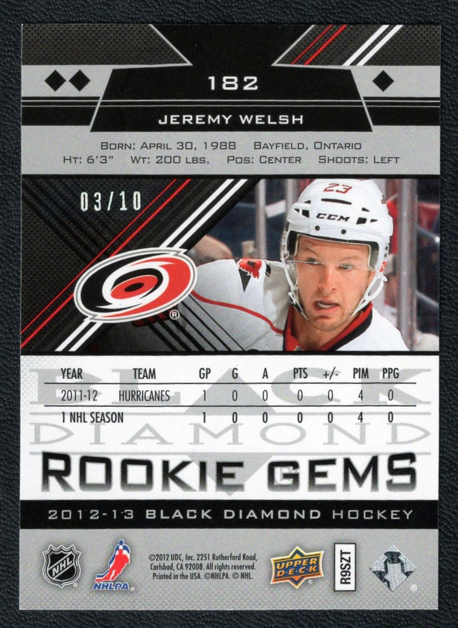 2012-13 Upper Deck Black Diamond #182 Jeremy Welsh Triple Diamond Rookie Gems Emerald Parallel 03/10