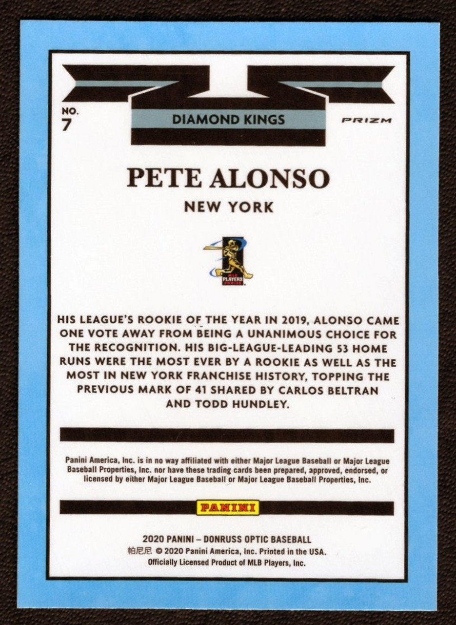 2020 Panini Donruss Optic #7 Pete Alonso Diamond Kings Holo Prizm