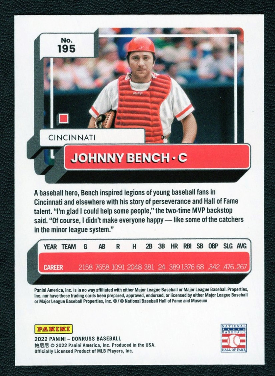 2020 Panini Donruss #195 Johnny Bench Blue Foil Parallel