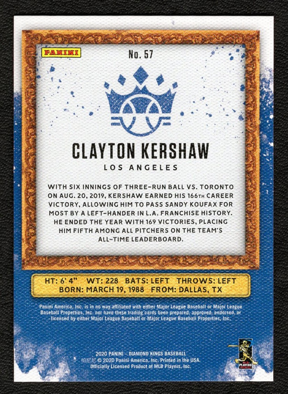 2020 Panini Diamond Kings #57 Clayton Kershaw Framed Red Border 