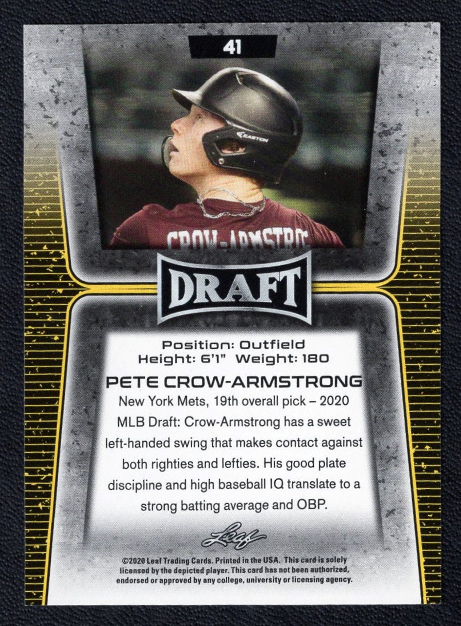 2020 Leaf Draft #41 Pete Crow-Armstrong Rookie XRC