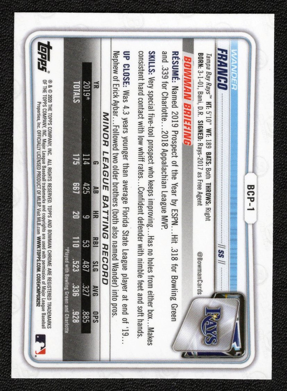 2020 Bowman #BCP-1 Wander Franco Chrome Prospect