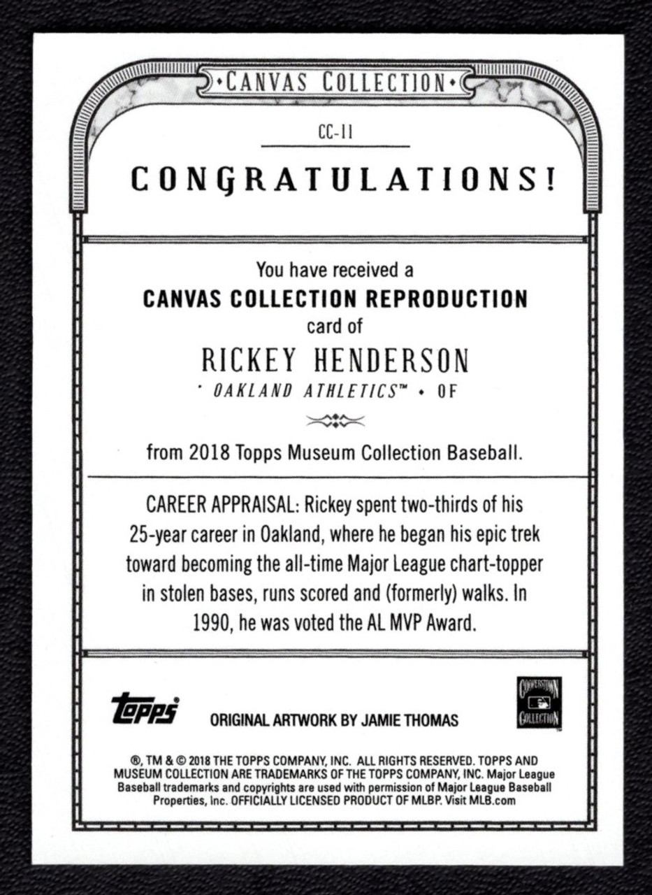 2018 Topps Museum Collection #CC-11 Rickey Henderson Canvas Collection Reproduction