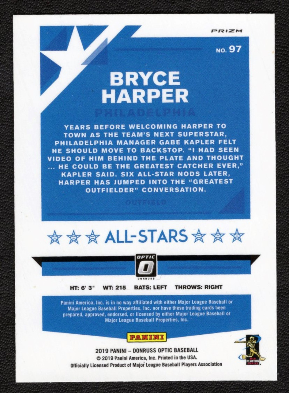 2019 Panini Donruss Optic #97 Bryce Harper Lime Green Prizm