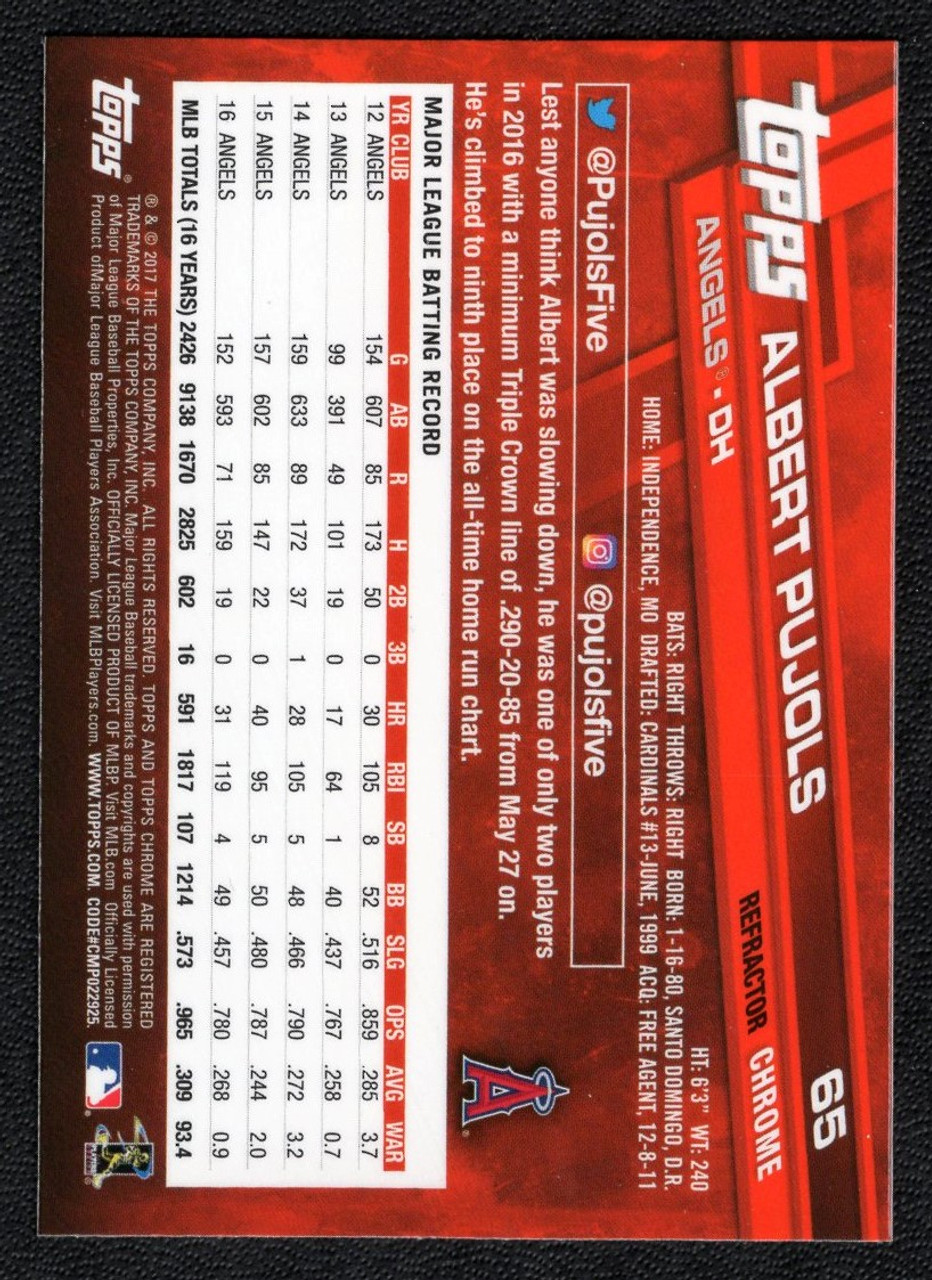 2017 Topps Chrome #65 Albert Pujols Refractor