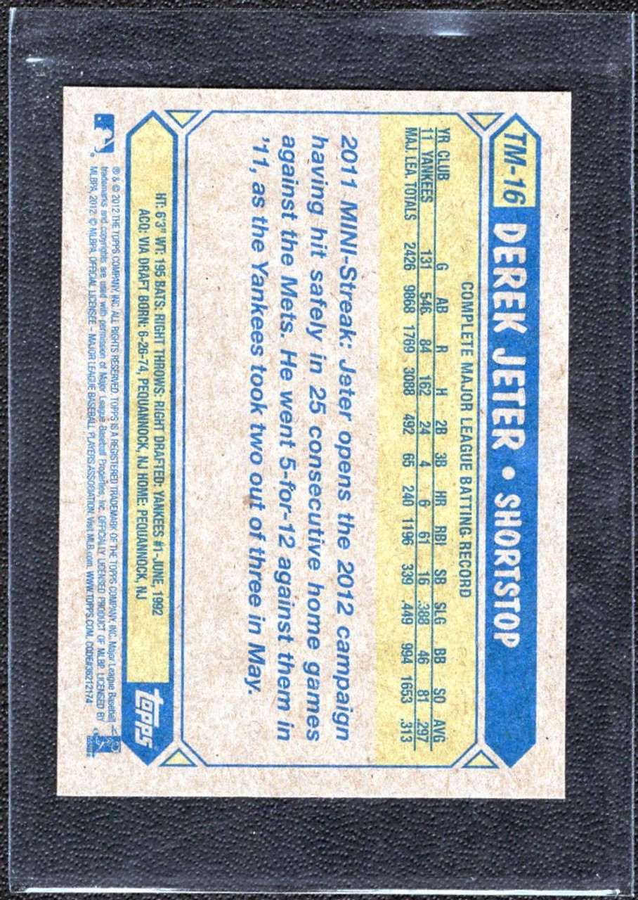 2012 Topps Series 1 #TM-16 Derek Jeter 1987 Topps Mini Insert