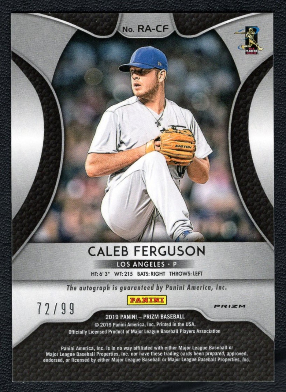 2019 Panini Prizm #RA-CF Caleb Ferguson Zebra Prizm Parallel Rookie Autograph 72/99