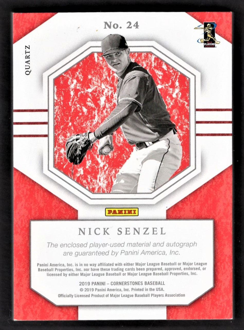 2019 Panini Cornerstones #24 Nick Senzel Quad Jersey Relic Quartz Parallel Rookie Autograph 07/25