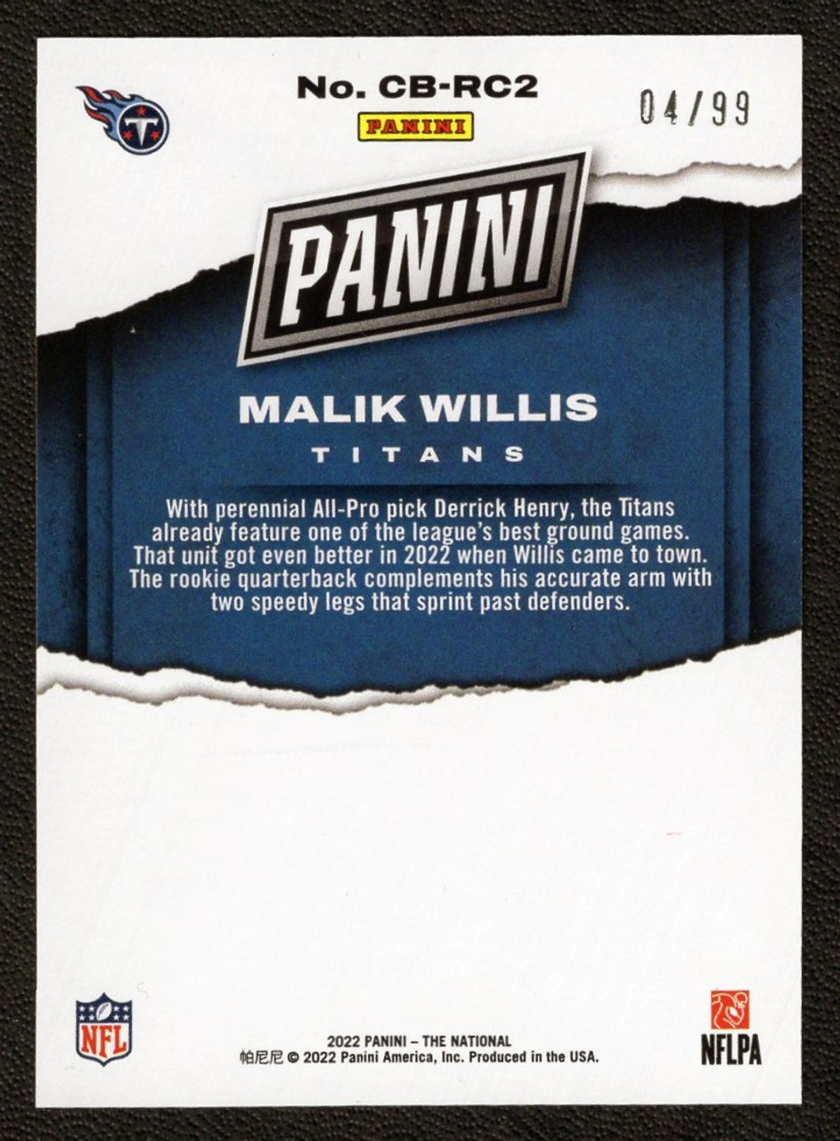 2022 Panini The National #CB-RC2 Malik Willis Case Breaker Rated Rookie  04/99
