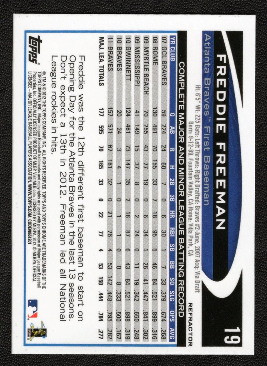 2012 Topps Chrome #19 Freddie Freeman X-Fractor Refractor 