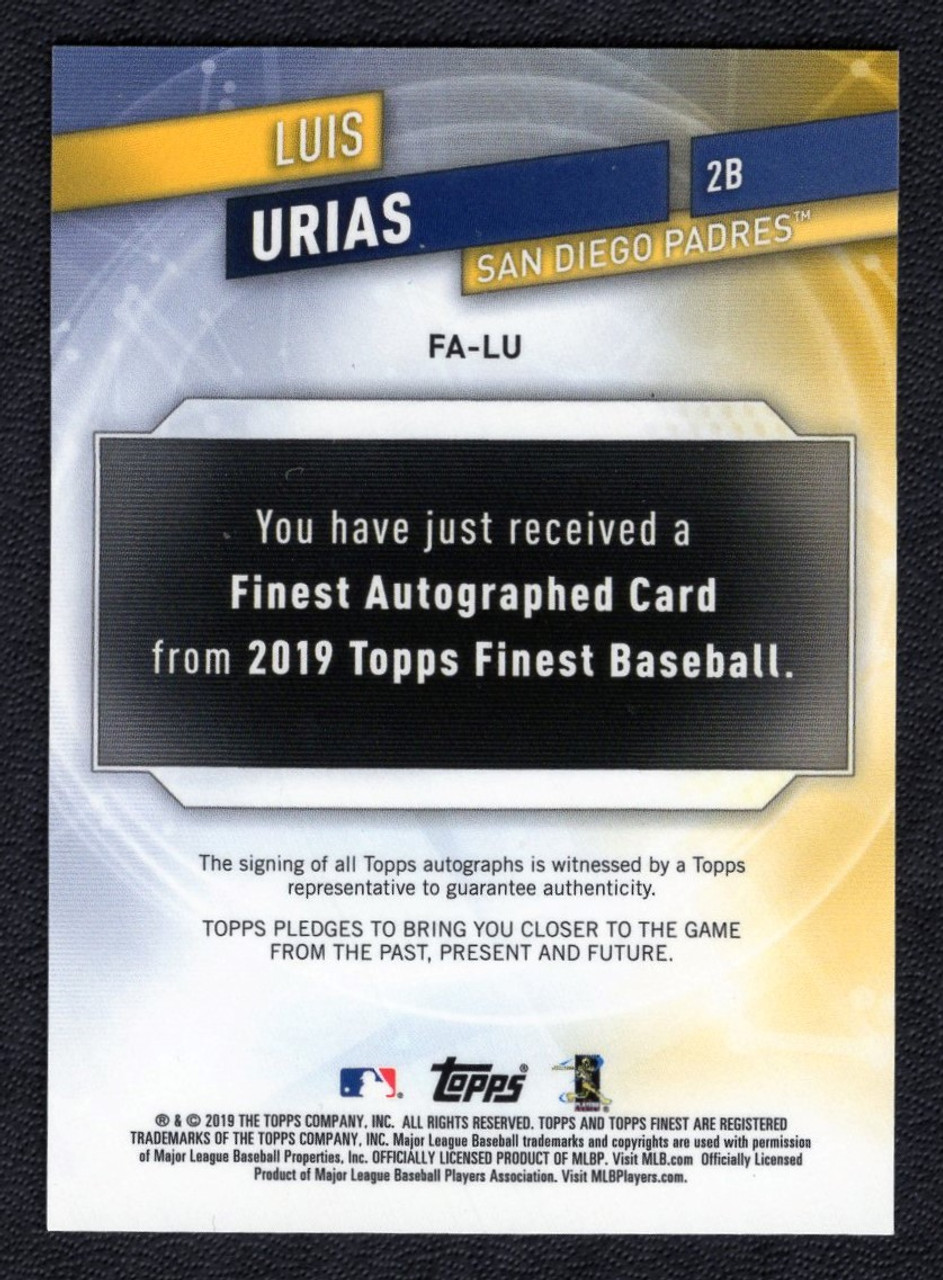 2019 Topps Finest #FA-LU Luis Urias Rookie Orange Wave Refractor Autogragh 11/25