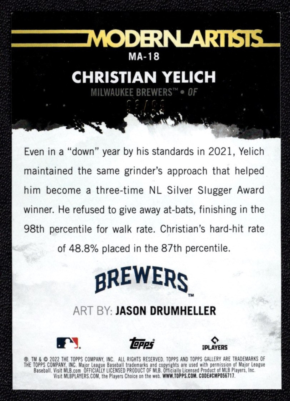 2022 Topps Series 1 Player Jersey Number Medallion Christian Yelich -  Brewers