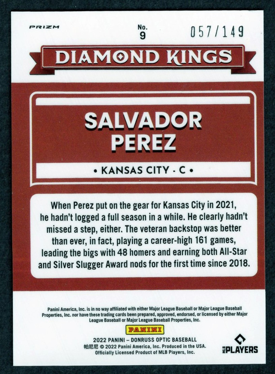 2022 Panini Donruss Optic #9 Salvador Perez Diamond Kings Black Stars Prizm 057/149