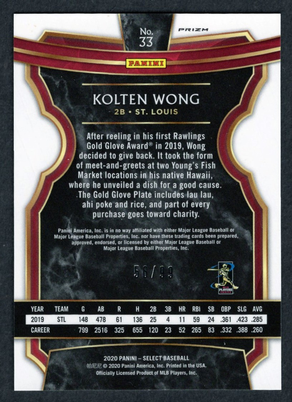 2020 Panini Select #33 Kolten Wong Neon Green Prizm 56/99