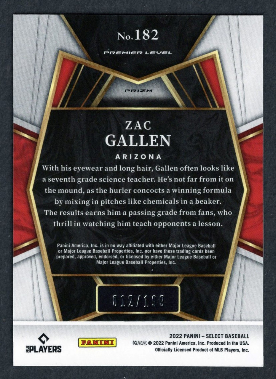 2020 Panini Select #182 Zac Gallen Premier Level Red Prizm 012/199