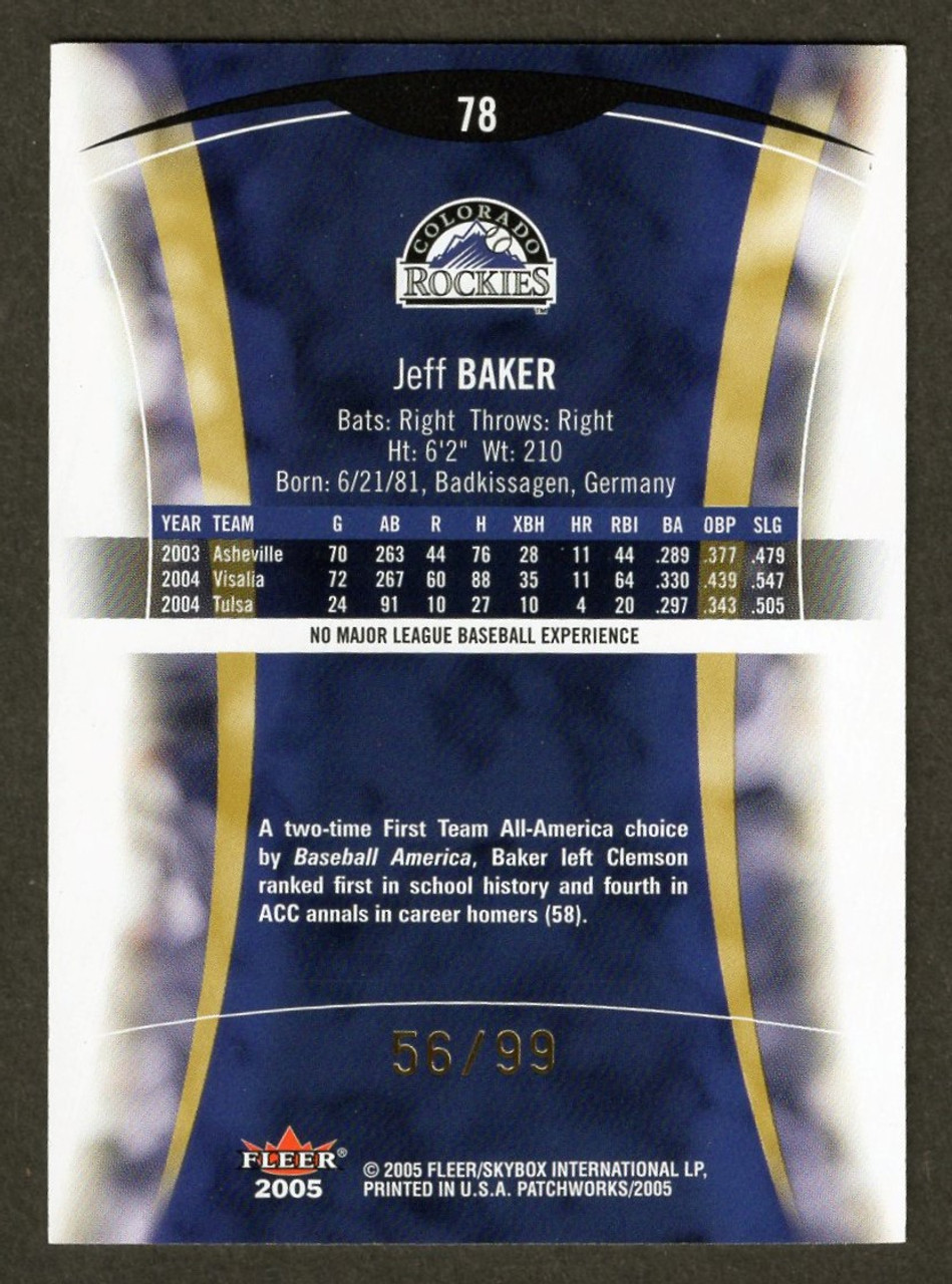 2005 Fleer Patchworks #78 Jeff Baker Gold Parallel 56/99