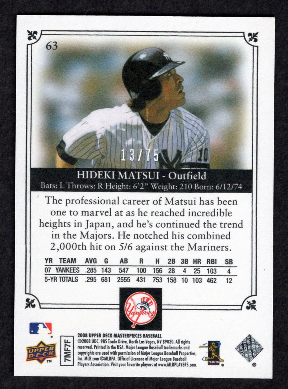 2008 Upper Deck Masterpieces #63 Hideki Matsui Green Parallel 13/75