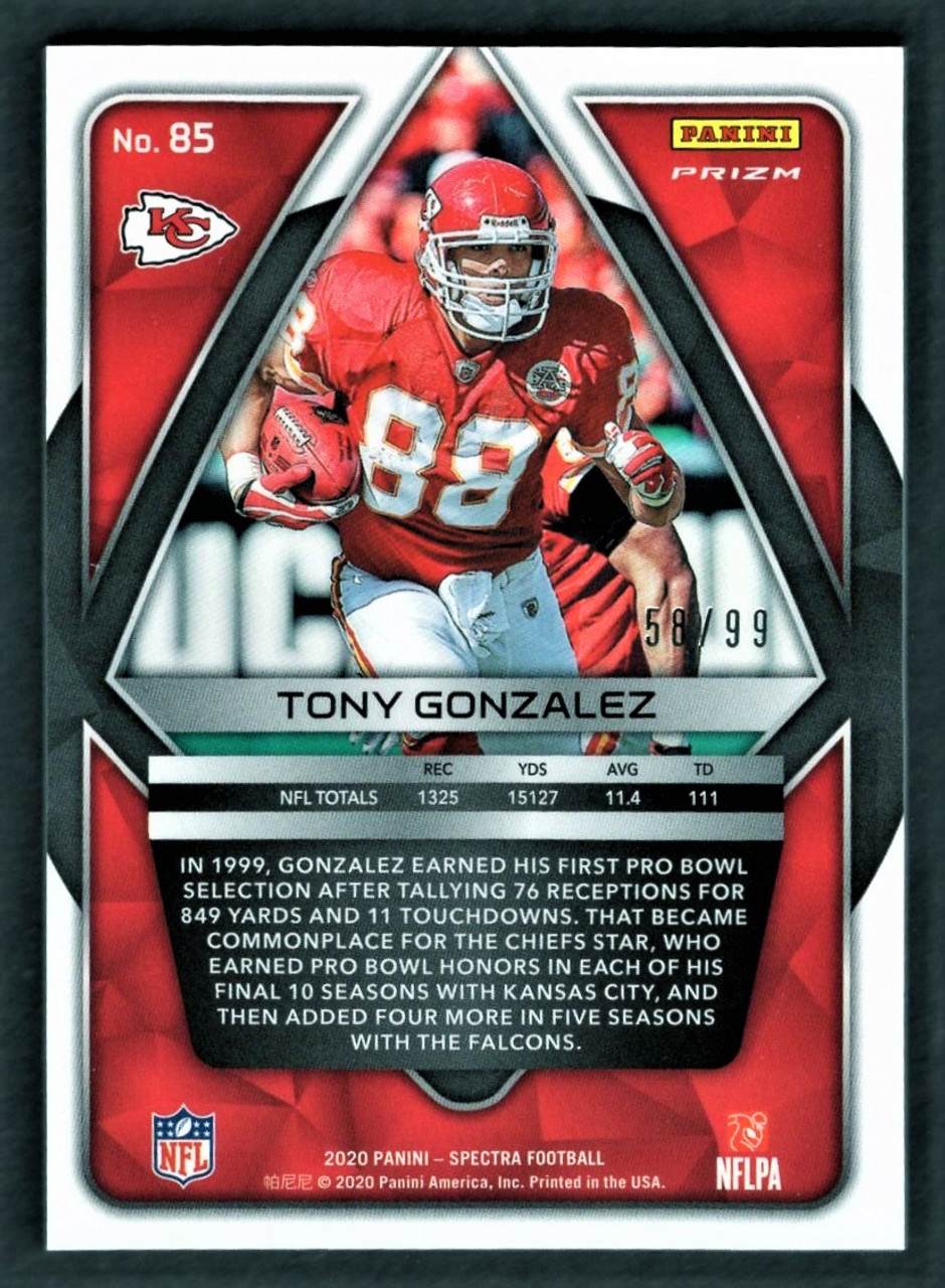 2020 Panini Spectra #85 Tony Gonzalez Silver Prizm 58/99