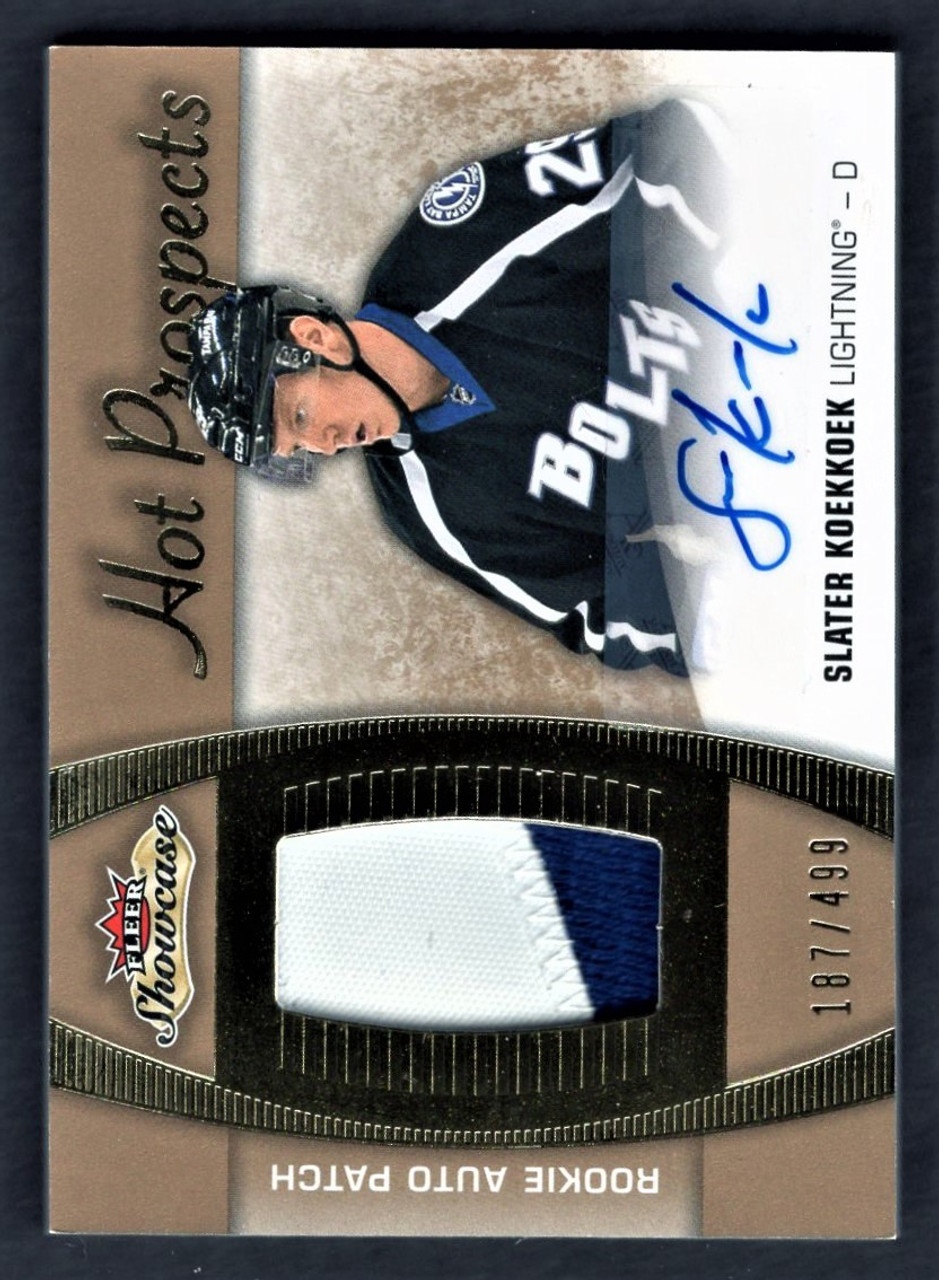 2015-16 Fleer Showcase #166 Slater Koekkoek Hot Prospects Rookie Jersey Patch Autograph 187/499