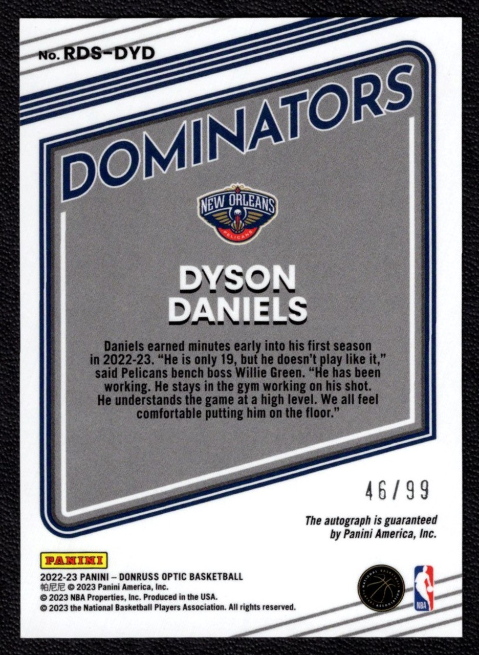 2022/23 Panini Donruss Optic #RDS-DYD Dyson Daniels Dominators Rookie Autograph 46/99