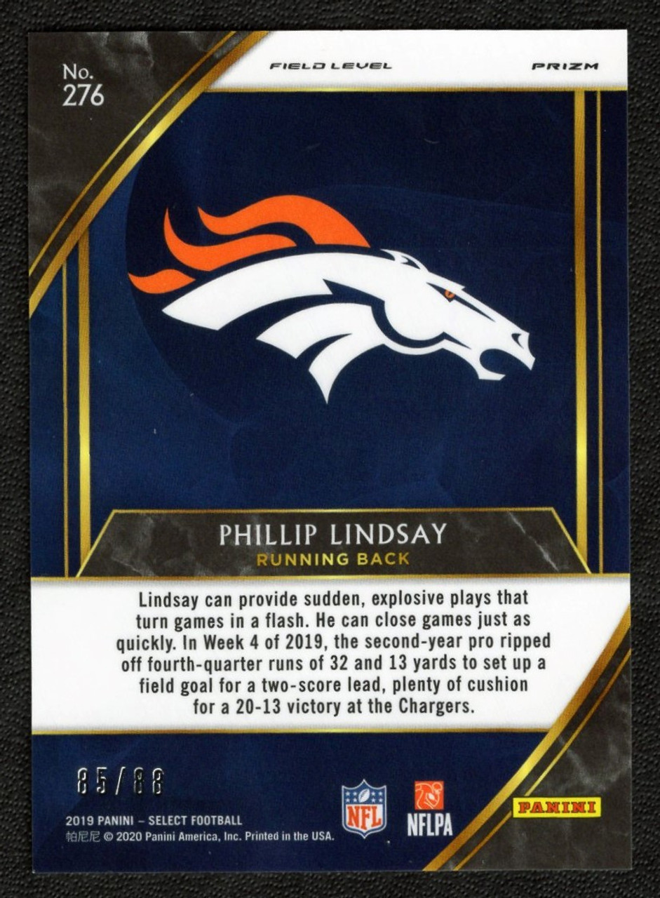 2019 Panini Select #276 Phillip Lindsay Field Level Dragon Scale Prizm 85/88