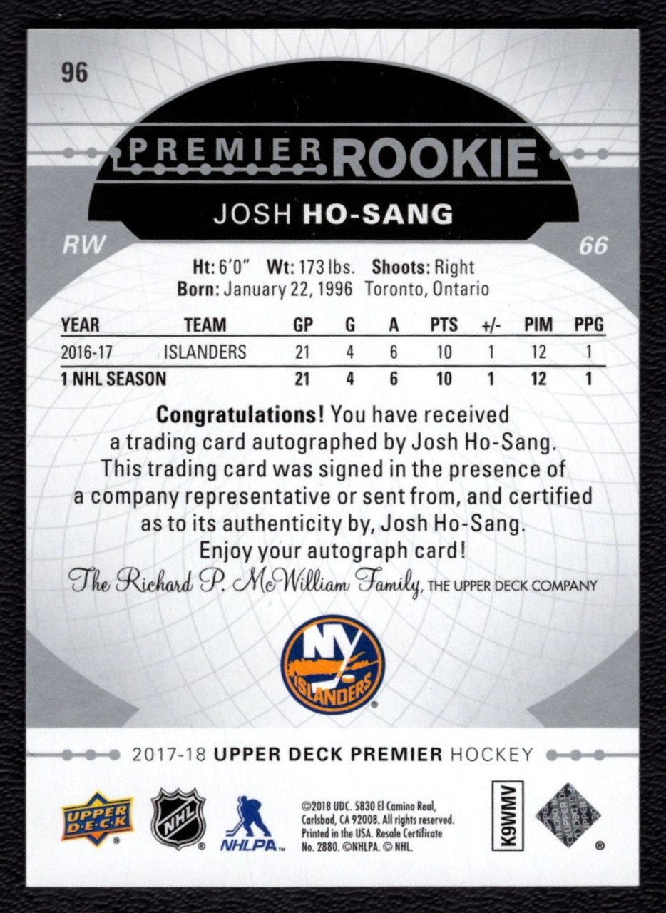 2017-18 Upper Deck Premier #96 Josh Ho-Sang Rookie Autograph