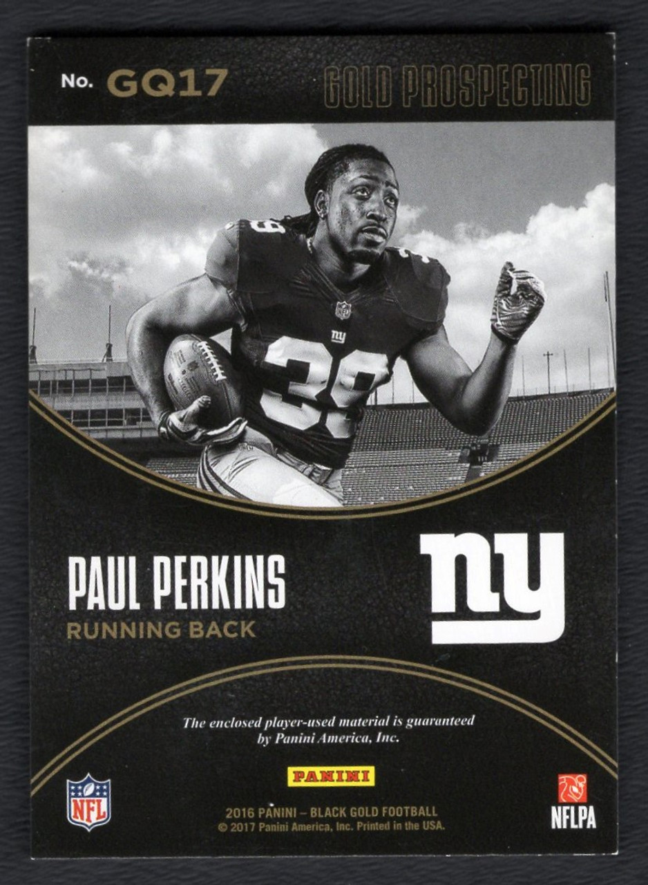 2016 Panini Black Gold #GQ17 Paul Perkins Gold Prospecting Quad Rookie Relic 004/249