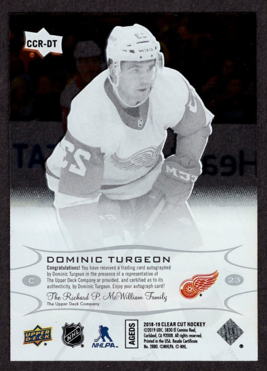 2018-19 Upper Deck Clear Cut #CCR-DT Dominic Turgeon Rookie Autograph