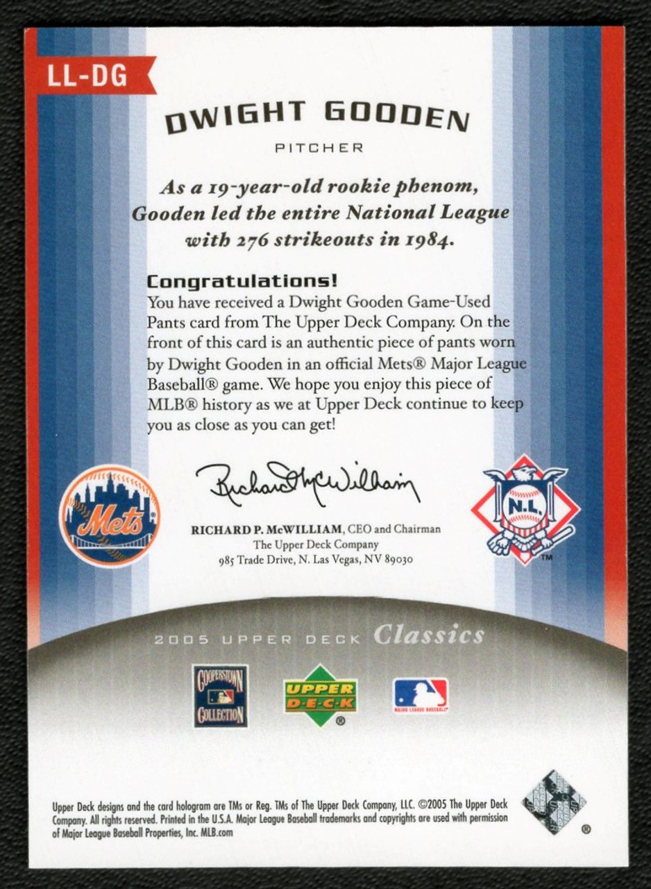 2005 Upper Deck Classics #LL-DG Dwight Gooden League Leaders Game Used Jersey Relic
