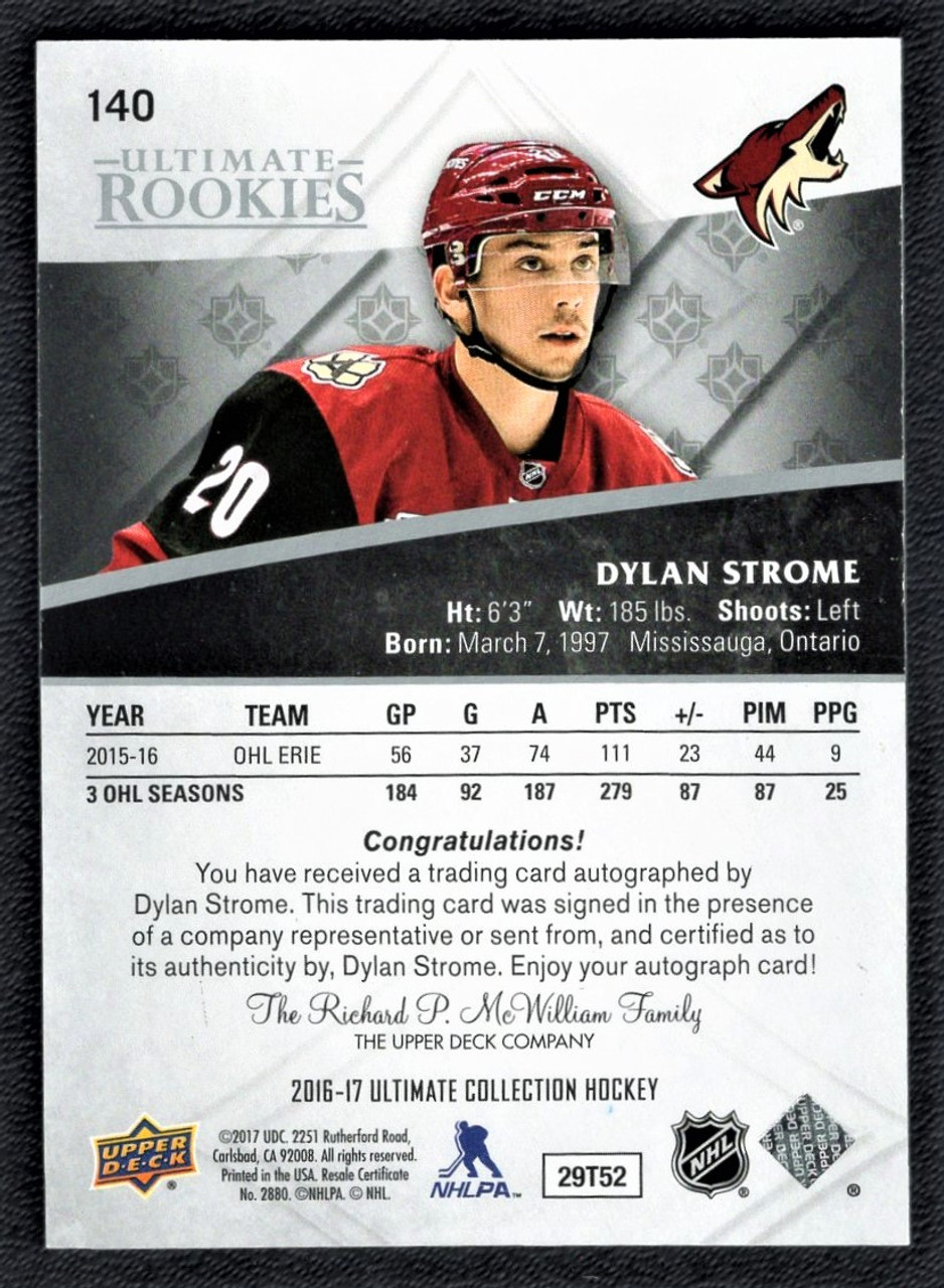 2016-17 Upper Deck Ultimate Collection #140 Dylan Strome Rookie Autograph 241/299
