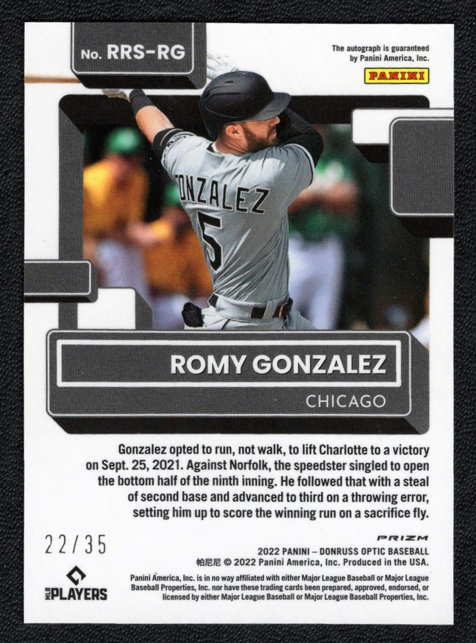 2022 Panini Donruss Optic #RRS-RG Romy Gonzalez Carolina Blue Rated Rookie Autograph 22/35