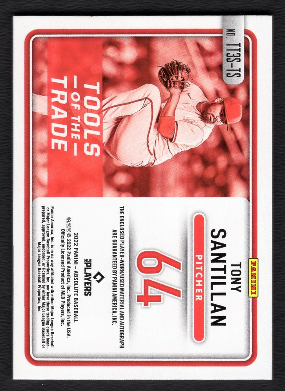 2022 Panini Absolute #TT3S-TS Tony Santillan Tools Of The Trade Triple Jersey Relic Rookie Autograph 06/50