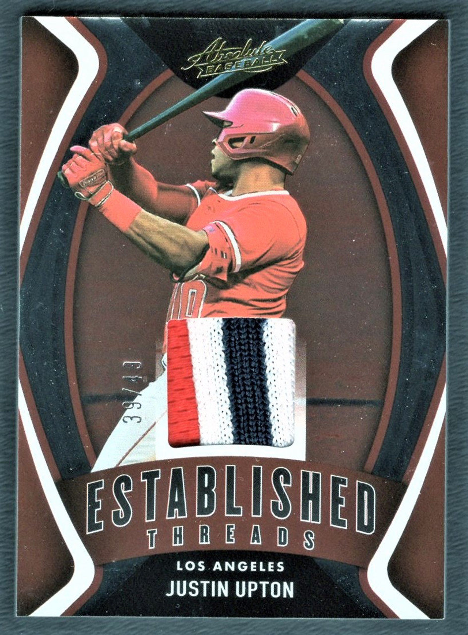 2022 Panini Absolute #ET-JU Justin Upton Established Threads Game Worn Jersey Relic 39/49